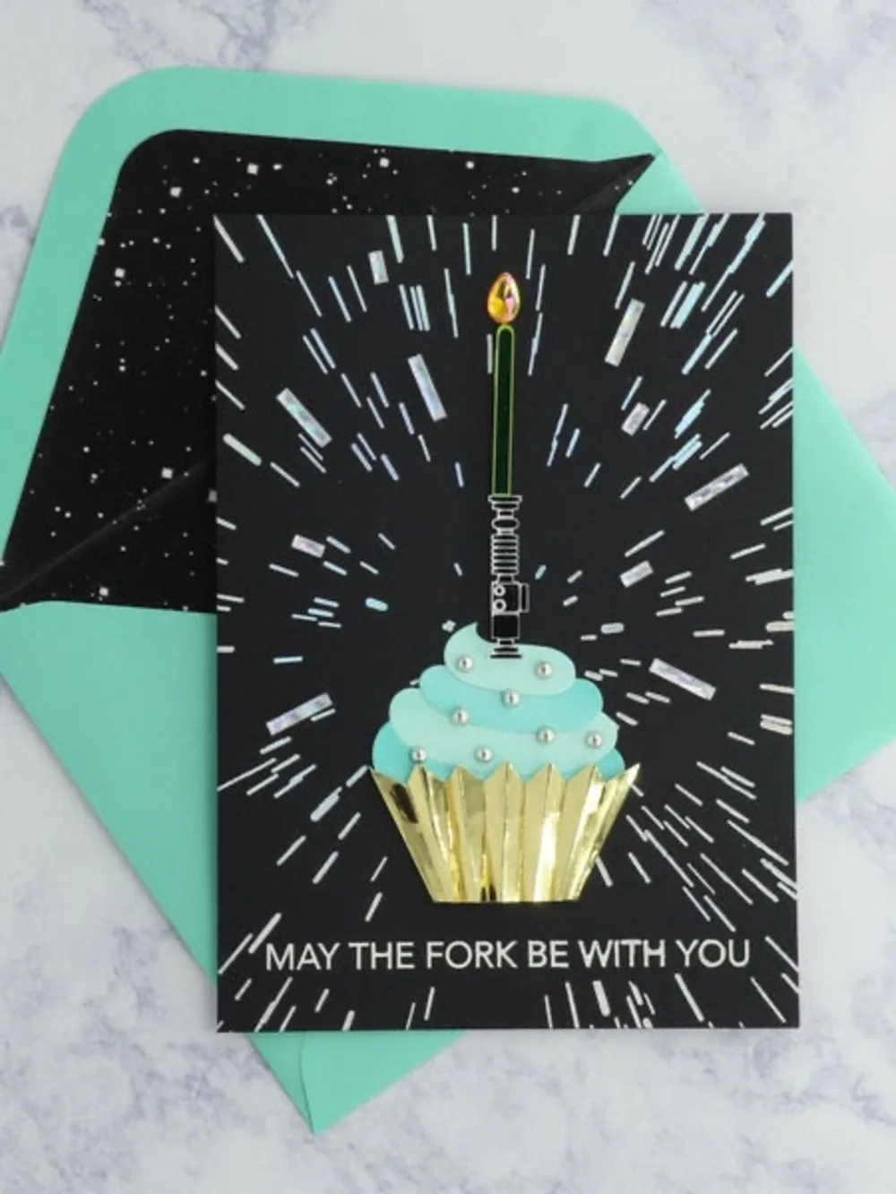 NEW PAPYRUS Star Wars “May the Fork Be With You” Birthday Card